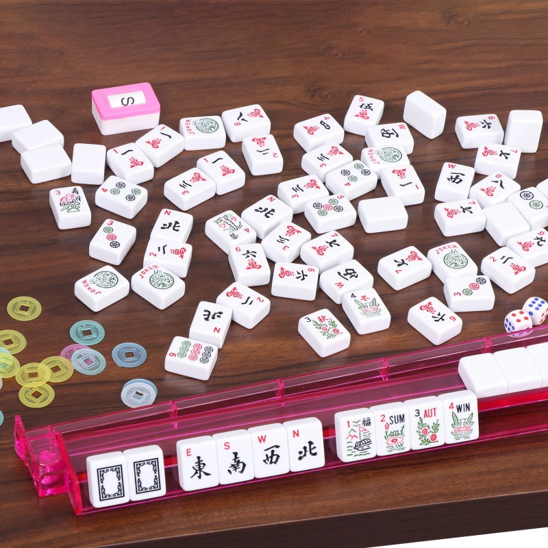 SEGAWE American Mahjong Set - 166 White Tiles, 4 Racks