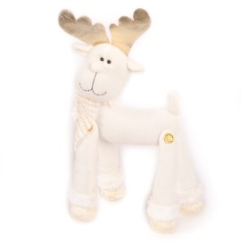 WeRChristmas Reindeer Christmas Decoration - 30 cm, Cream/Gold