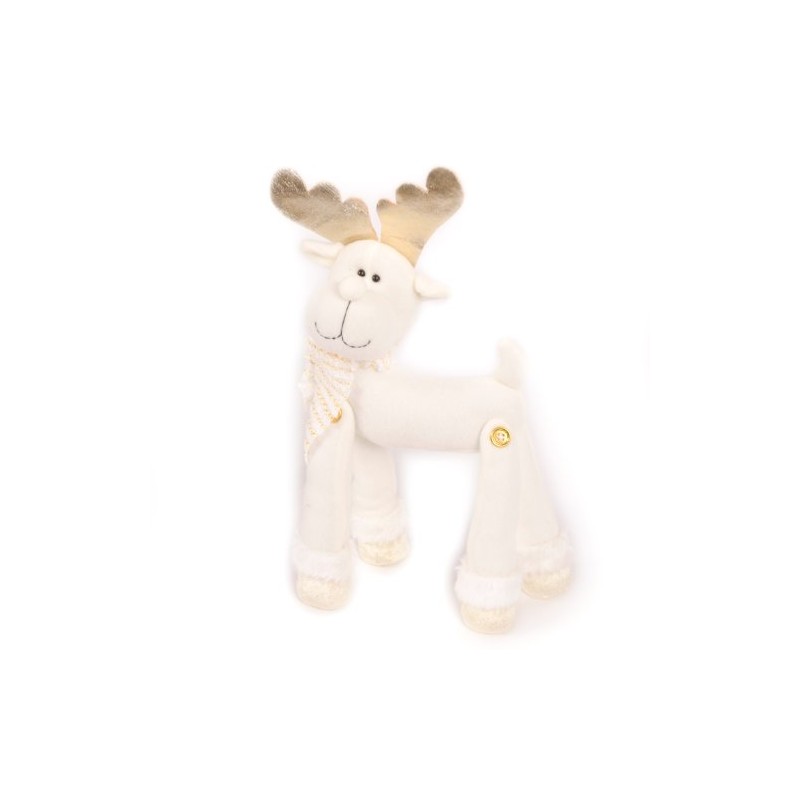 WeRChristmas Reindeer Christmas Decoration - 30 cm, Cream/Gold