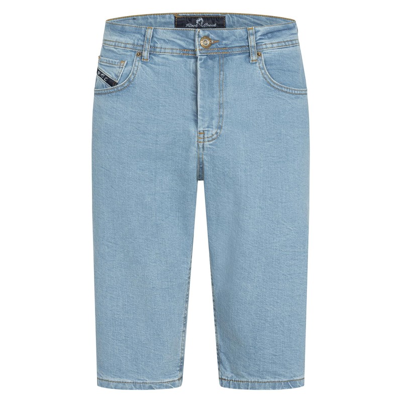 Rock Creek M82 Men's Stretch Denim Shorts, Light Blue-rc2425