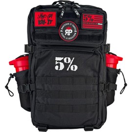 5% Nutrition Rich Piana Red & Black Tactical Backpack, Daypack Essencial for Gym, Traveling, Work