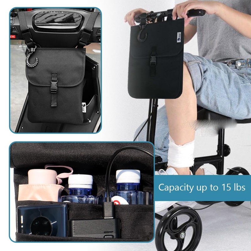 EDWERD Knee Walker Carrying Bag with Hook, Universal Foot Recovery