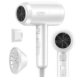 Hair Dryer with Diffuser, CONFU Blow Dryer for Curly Hair for Women Men, 21000PRM Travel Hair Dryer, Portable Lightweight Fast Drying Negative Ion Hairdryer for Home & Travel