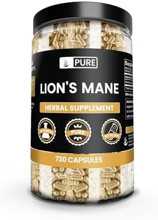PURE ORIGINAL INGREDIENTS Melena De León (730 Cápsulas) Sin Rellenos De Magnesio O Arroz, Siempre Pura, Verificado En Laboratorio