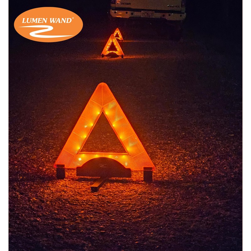 Lumen Wand Emergency Warning Triangle Kit with Drawstring Storage Bag