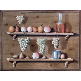 Apples and Nuts and Bunches of Grapes by Jean Valette-Falgores Trompe-L'Oeil Accent Tile Mural Kitchen Bathroom Wall Backsplash Behind Stove Range Sink Splashback One Tile 8"x6" Ceramic, Matte