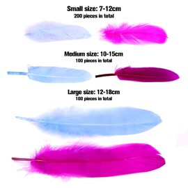 Feather for Crafts, Viaky 400 Pcs Natural Goose Feathers for Crafting DIY, Colorful Craft Feather in Bright Colors for Decoration/Dreamcatcher/Party/Wedding/Costumes(3 Sizes)