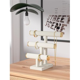 Julysky Bracelet Holder Stand, Bracelet Display with 3 Tier,Jewelry Organizer Stand for Necklaces Bangles and Watches (Beige)