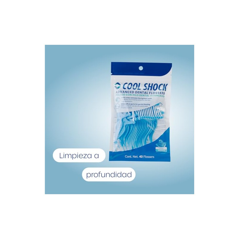 Cool Shock | Flossers con hilo firme y mango antideslizante.