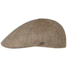 LIERYS Topsham Duck Flat Cap - Flat Cap (54-61 cm) - Herringbone Linen Cap - Men's Summer Hat with Peak - Spring/Summer, beige