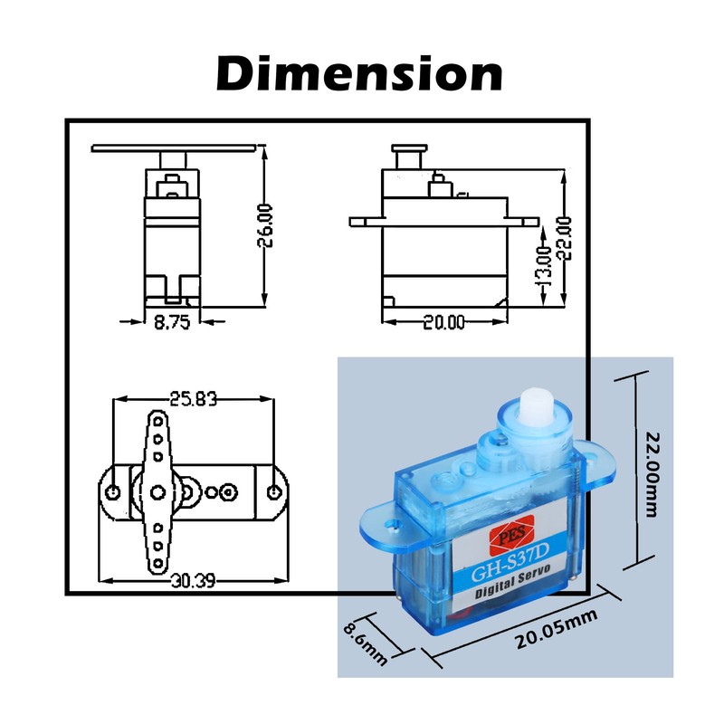 Wishiot Mini Super Light 3.7g Digital Servo GH-S37D for Controlling