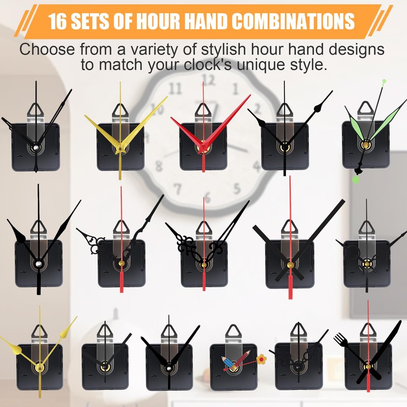 QLOUNI 16 Pack Quartz Clock Movement Mechanism Kit, Silent Sweep