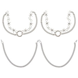 GOMAKERER 4 Pcs Shoe Chains, Boot Chain Charm Boot Strap Chains Pendant with Lobster Claw Clasps Shoelace Decorations Clip for Women Sneakers and Casual Shoes Stylish Accessory