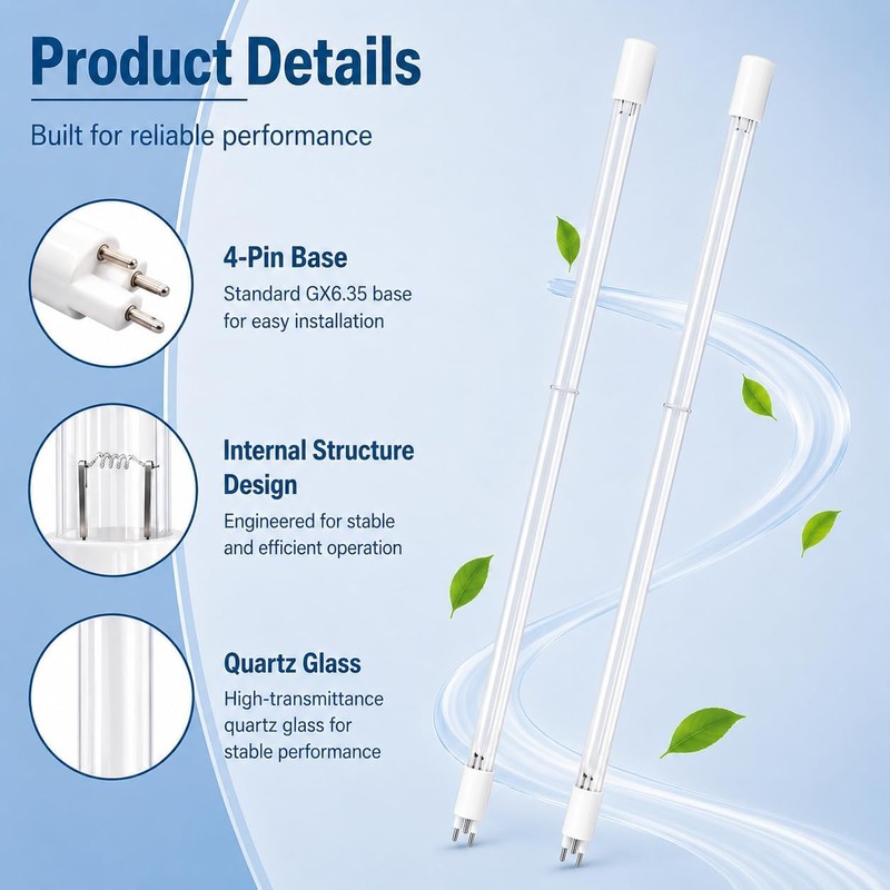 Hedday 2 Pack S810RL Replacement Üν Lamps, 4-Pin Bulbs