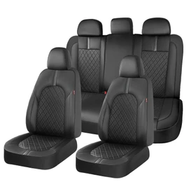 Coverado Seat Covers, Car Seat Covers Full Set, Black Front Seats Back Seat Cover, Seat Covers Non-Slip Seat Protectors Universal Fit for Most Cars (Black)