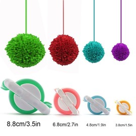 XLKJ Pompom Maker, 4 Sizes of Pompom Maker for Kids DIY Knitting Craft Tool with Sewing Scissors Fabric Shears