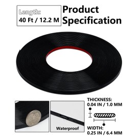 40Ft Peel and Stick Trim, Width 0.25" Waterproof Molding for Walls Edges, Borders, Window Frames, Backsplash Tiles, Flexible and Self Adhesive Trim, Black