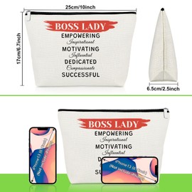 Gevody Boss Lady Gifts for Women Makeup Bag Going Away Retirement Appreciation Gifts for Boss Lady Leader Manager Mentor Promotion Cosmetic Bag Christmas Birthday Present Travel Pouch Office Present
