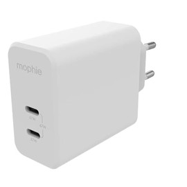 ZAGG mophie Speedport 67 Wall Charger, 67 Watts, GaN, Fast Charging, Dual Port, Lightning Device, (White, EU Adapter)