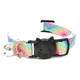 Tie-dye Cat Collars with Bell. Quick Safety Release Breakaway Buckle. Available in Cat & Kitten Size | Zacal Cat Collars (Cat Collar (20cm - 30cm), Pink, Blue & Yellow)