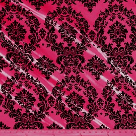 Backdrop King Inc, Flocked Damask Taffeta Fabric Wedding, Bridal Shower/Baby Shower, Dinner, Special Events/Home Decor - Sold by The Yard (Fuchsia, 1 Yard)