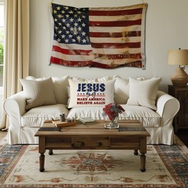 QIONG MENG 4th of July Pillow Cover 12x20 Inch Make America Believe Again Patriotic Throw Pillowcase Religious Independence Memorial Day Pillow Case for Farmhouse Home Sofa Decorations