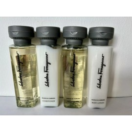 Salvatore Ferragamo Set 4 SALVATORE FERRAGAMO New Shampoo Conditioner Shower Gel Body Lotion Travel