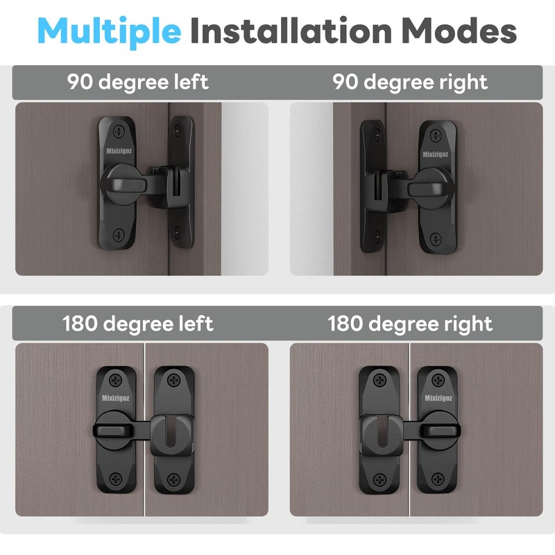 Mixizigoz Barn Door Lock, 90/180 Degree Flip Door Locks, Protect