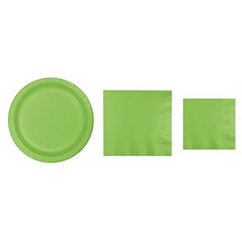 Baxters Party Bundles Bulk, Lime Green, 96 Count 7 Inch Paper Plates, 100 Count Beverage Cocktail Paper Napkins, 100 Count Luncheon Paper Napkins, Pack Contains 296 Pieces Made in USA