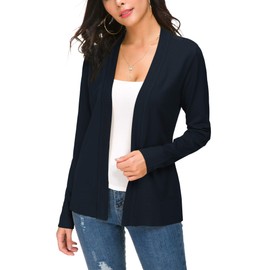 Women's Elegant Casual Long Sleeve Elastic Cardigan Lightweight Solid Knitted Blazer, navy blue