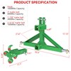 Green 3 Point Hitch Receiver Dual 2” Receiver with Tri-Ball