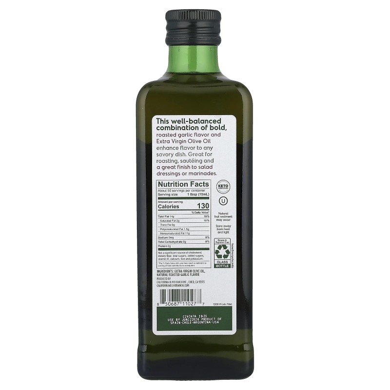 California Olive Ranch Extra Virgin Olive Oil, Garlic, 25.4 fl
