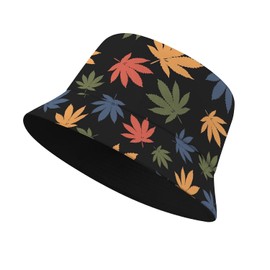Fishing Hat Fashionable Summer Hat Reversible Design Pink Bird Fashionable Summer Bucket Hat Fishing Hat for Men and Women, Tropical leaf, M