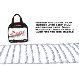 The ROP Shop Pair of 2 Link Tire Chains & Tensioners 16x6.5x6 for Snow Blowers, Lawn & Garden Tractors, Mowers & Riders, UTV, ATV, 4-Wheelers, Utility Vehicles