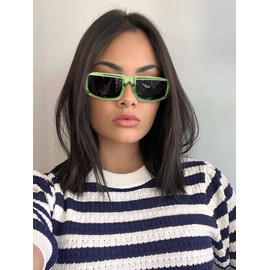 JUDOO White Wrap Around Sunglasses for Women Men Fashion Futuristic Rectangle Hot Pink Green Glasses