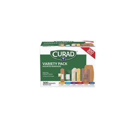 Curad Curad Assorted Bandages Variety Pack 300 Pieces, Including Antibacterial, Heavy Duty, Fabric, and Waterproof Bandages