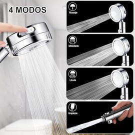 EMAGIE Regadera para Baño Moderna - Regadera Telefono de Mano Cabeza de Ducha de Lluvia Alta Presión con Manguera 1.5m 4 Modos de Alcachofa de Ducha