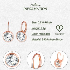 MOOFUN Large Zircon Earrings Silver 925 Earrings Hanging Women's Earrings Hoop Earrings Round Earrings Earrings for Mum Girlfriend Teenager Girls Grandma Sister Women Gift Birthday Gift, Sterling