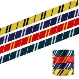 4 Roll 20 Yards Wizard Ribbons, 3/8" Colorful Witch Stripe Satin Ribbons Blue Green Red Yellow Striped Fabric Ribbon for Gift Wrapping Ribbons for Wreaths Party Home DIY Decoration