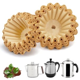 Coffee Filters Compatible with Farberware Coffee Percolator, 150 Pcs Perforated Unbleached Filter Paper for Farberware 4Cup, Coletti 6Cup, Elite Gourmet 6 Cup