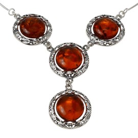 Sterling Silver and Baltic Honey Amber Necklace Isadora