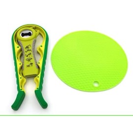5 in 1 Bottle Opener, Multi Use Jar Opener, Non Slip Jar Opener Grip Pad - Easy to Use for Everyday Kitchen Tasks, Ideal for Weak Hand Strength (Green)