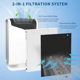 XBWW 3 Packs True HEPA Replacement Filter Compatible with Fellowes AeraMax 290 300 DX95 Air Cleaner Purifier, Part# 9287201 with 6 pcs Activated Carbon Filters