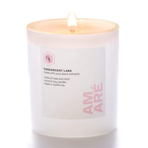 White Organic Rose & Mint Amaré CandaScent Labs Wellness Candle: