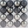 BWG Set Of 16 Graphite Grey Christmas Tree Baubles Decorations