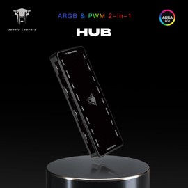 Jungle Leopard ARGB and PWM Fan HUB,8 Ports for Addressable RGB Lighting with PWM,1 to 8 Multi Way Magnetic backplane Splitter 5V/3PIN ARGB Case Fan Hub Adapter Black