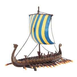 PTC 12.75 Inch Viking Warrior Replica Sailing Ship Resin Statue Figurine