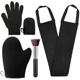 ANSPHIE 5 Pack Self Tanning Mitt Applicator Kit, Self Tan Glove, Face Tan Mitt, Back Lotion Applicator, Exfoliating Glove, Tanning Brush for Self Tanner Fake Bake Tan | STEUGO