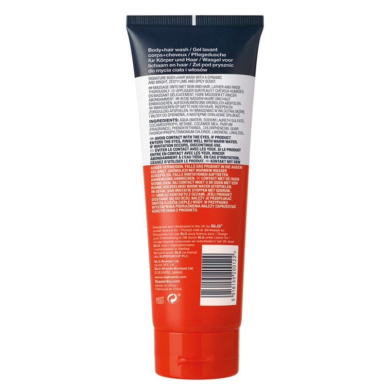 Superdry Athletic Men's Body + Hair Wash, 250 ml