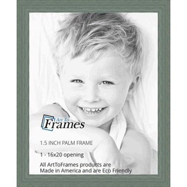 ArtToFrames 16x20 Inch Green Picture Frame, This 1.5" Custom Wood Poster Frame is Palm Green Barnwood Style Frame, for Your Art or Photos, WOM0066-56673-YGRN-16x20